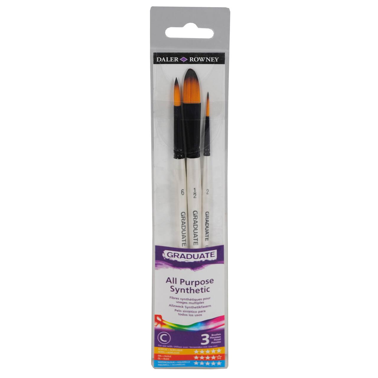 Daler‑Rowney® Graduate Watercolor Synthetic Short Handle Paintbrushes Set